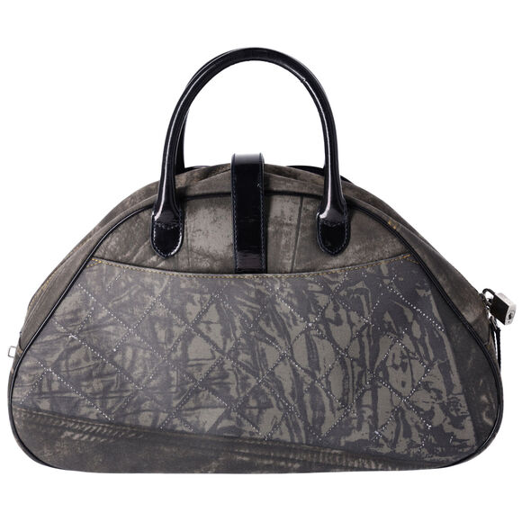 Dior Denim Print Double Saddle Bowler Blue Black Multi Canvas Patent Leather - Picture 4 of 9